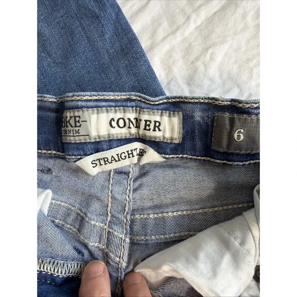 BKE Denim Conner Straight Leg Jeans Girls 6‎ Y2K Embroidered Pocket Western